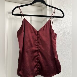 Satin Burgundy Button-Down Cami Top
